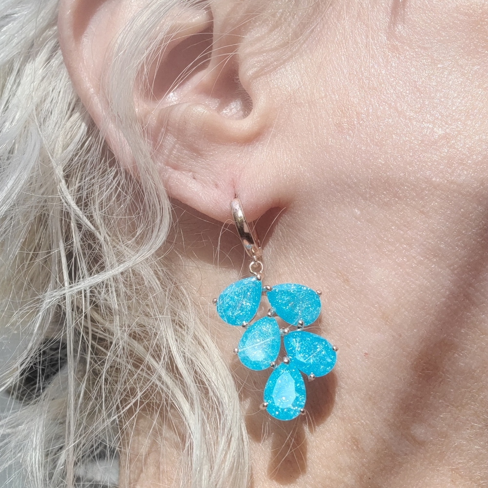 Aquamarine chandelier & rose gold earrings - Picture 7 of 9